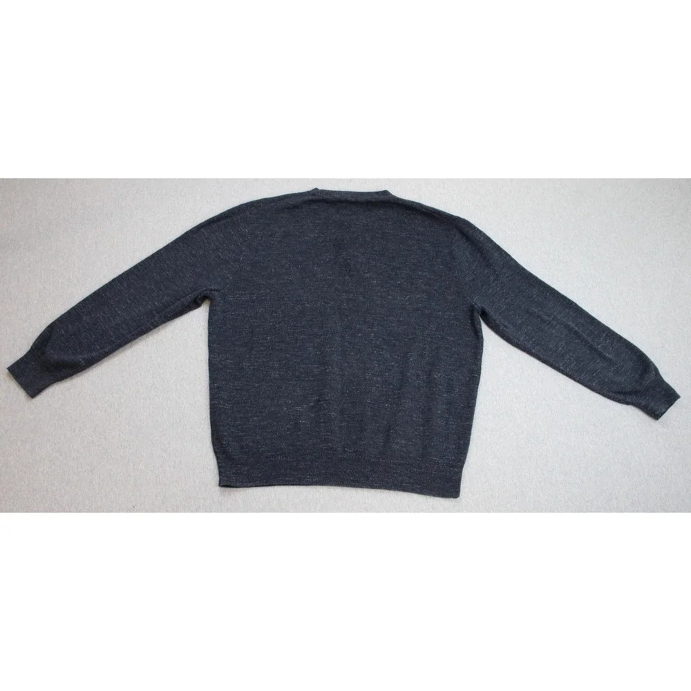 J Crew Sweater Mens XL Navy Blue 100% Cotton Tight Knit‎ Long Sleeve Henley Neck